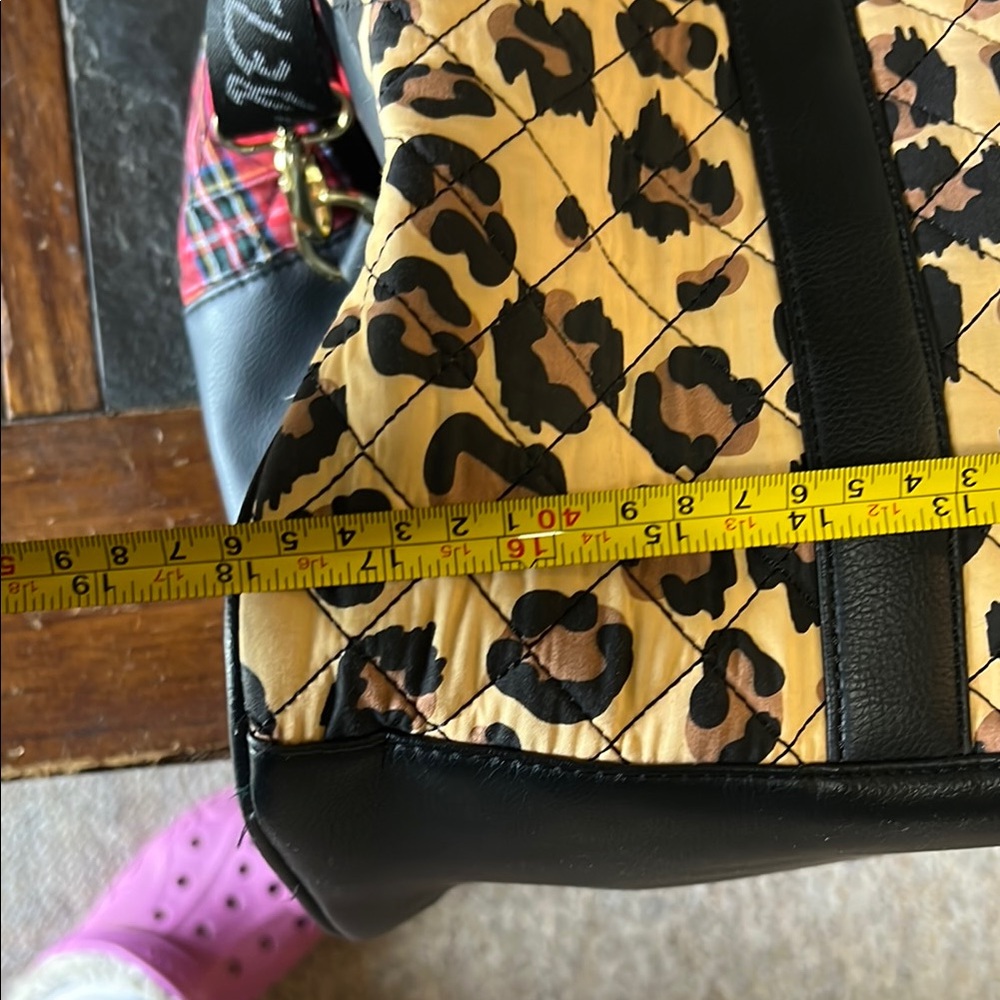 Betsy Johnson Quilted Leopard Carry on Tote with Gold Accent - Picture 11 of 13